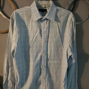 Banana Republic Plaid Cotton Dress Shirt Light Green Striped